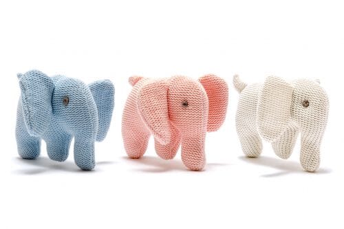 Knitted Organic Cotton Elephant Baby Rattle Baby Activity Toys Best Years 