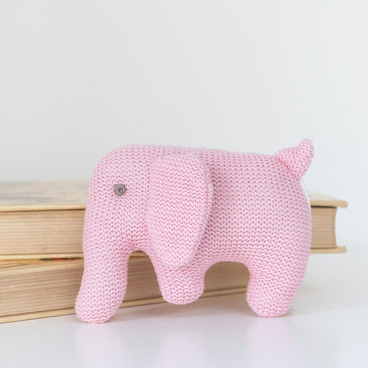 Knitted Organic Cotton Elephant Baby Rattle Baby Activity Toys Best Years