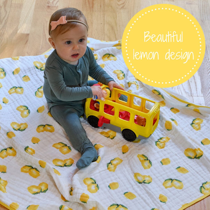 Lemon Squeeze Muslin Quilt Swaddling Blankets LollyBanks 