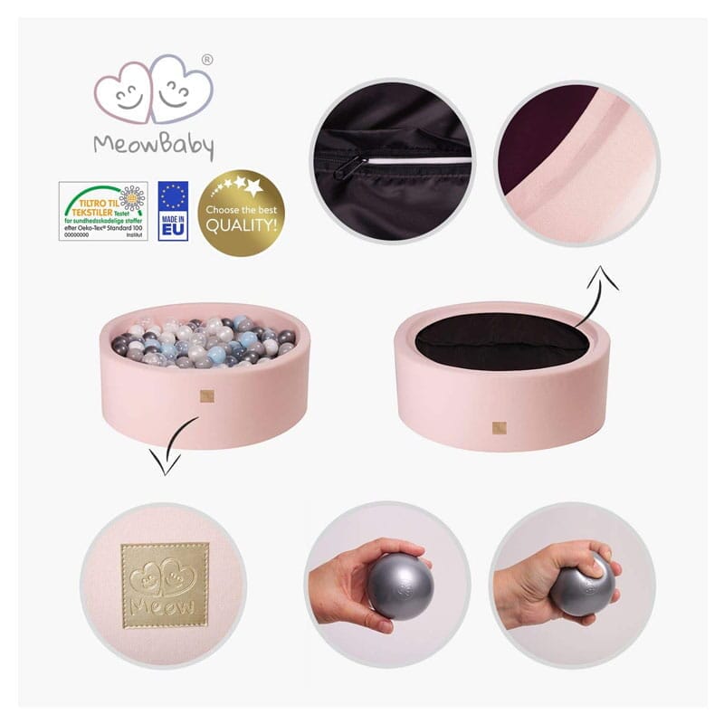 MeowBaby Black Round Cotton Ball Pit Ball Pits MeowBaby