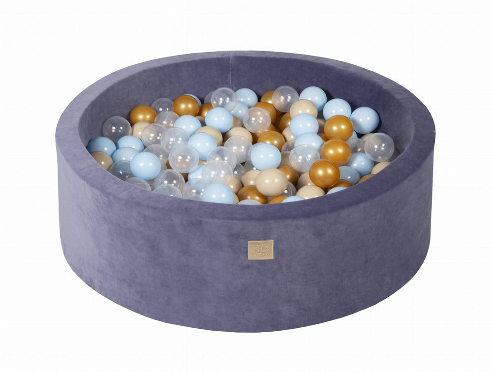 MeowBaby Grey-Blue Round Velvet Ball Pit Ball Pits MeowBaby