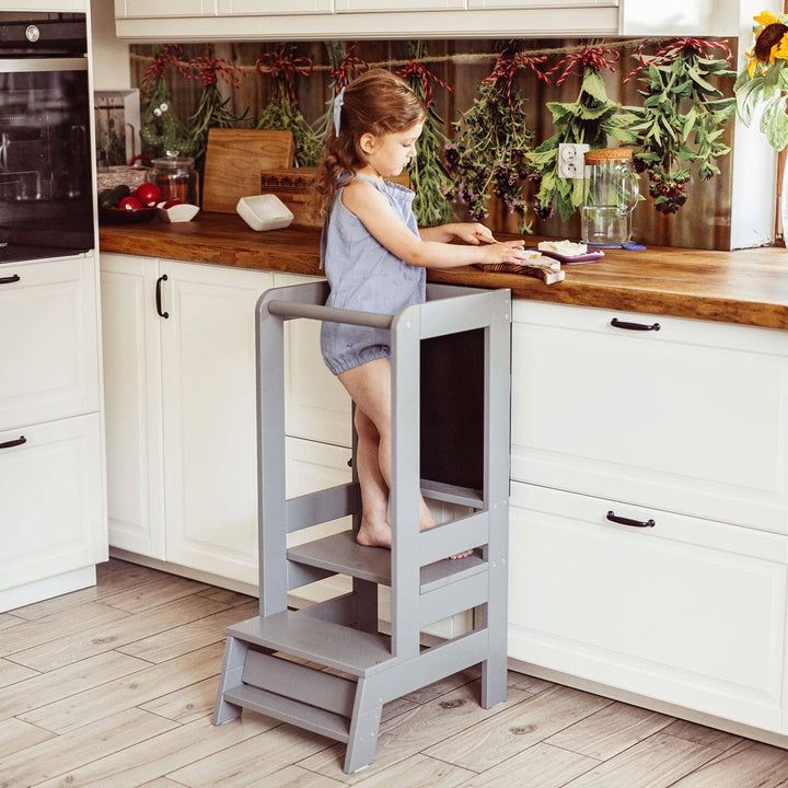 MeowBaby Kitchen Helper Learning Tower with Chalkboard Kitchen Helper MeowBaby