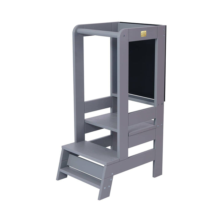 MeowBaby Kitchen Helper Learning Tower with Chalkboard Kitchen Helper MeowBaby Grey