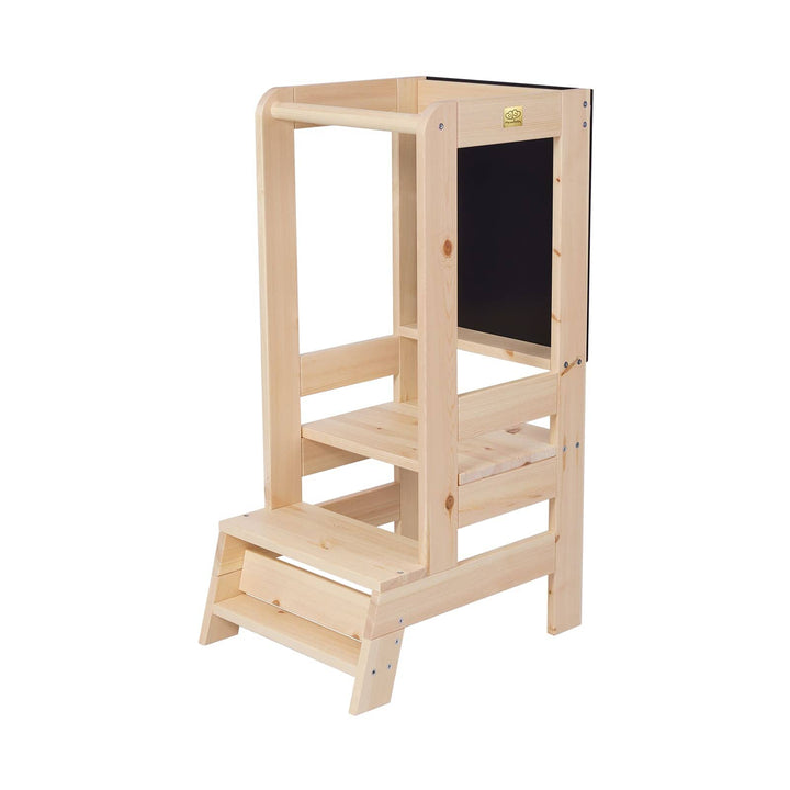 MeowBaby Kitchen Helper Learning Tower with Chalkboard Kitchen Helper MeowBaby Natural