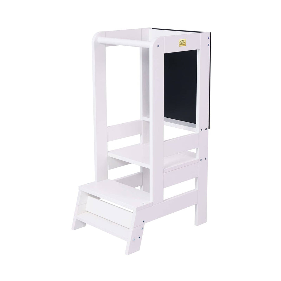 MeowBaby Kitchen Helper Learning Tower with Chalkboard Kitchen Helper MeowBaby White 