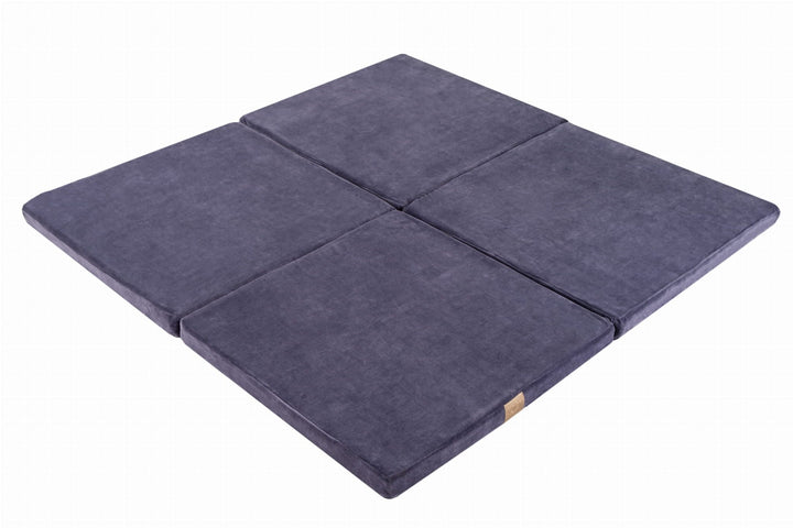 MeowBaby Velvet Square Playmat Play Mats MeowBaby Blue-Grey
