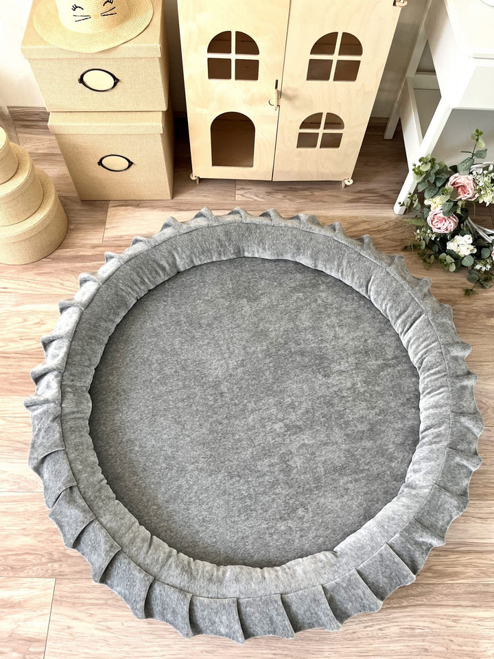 Monio for Kids Grey Velvet Padded Nest Playmat Play Mats MONIO for Kids