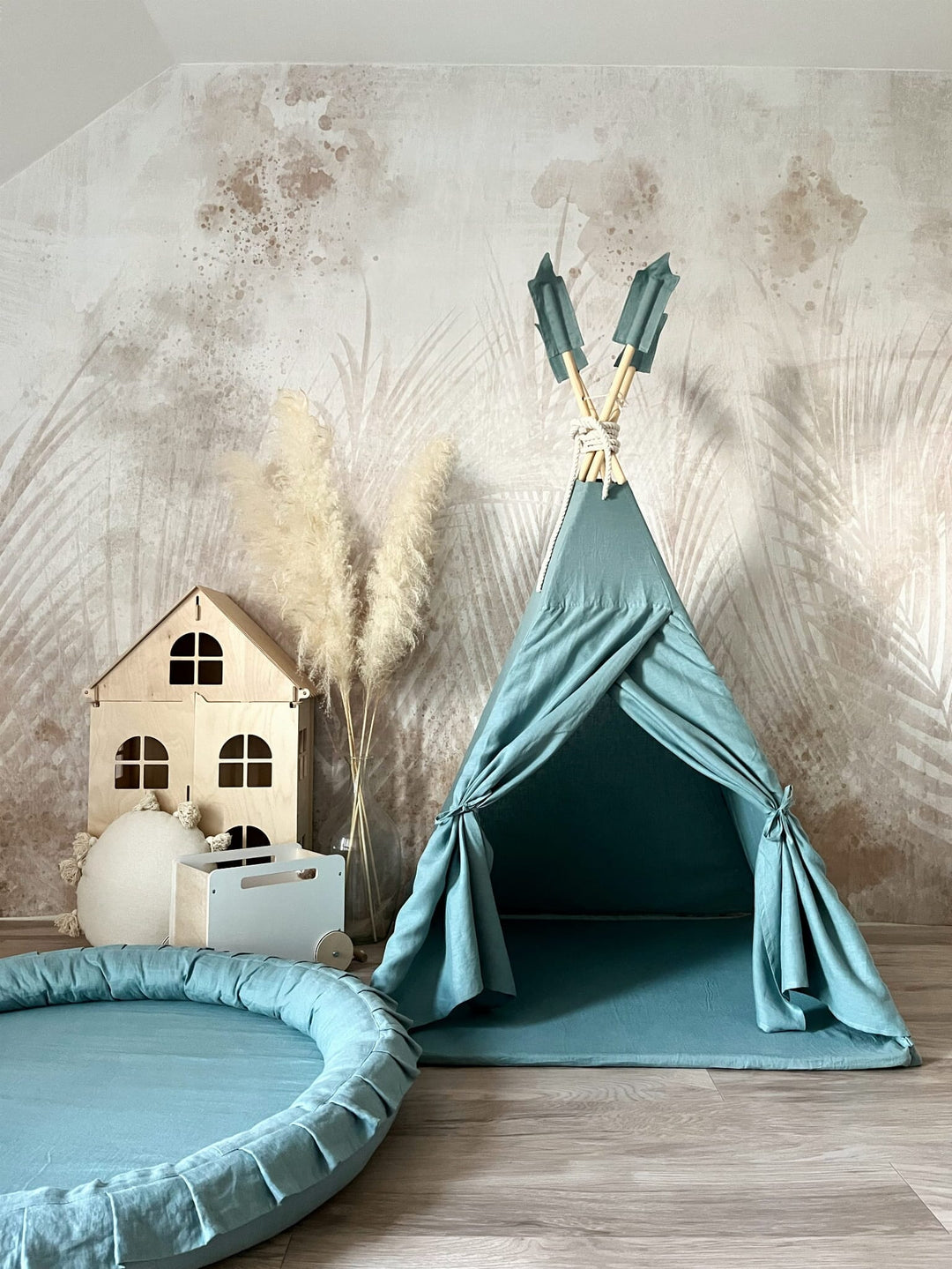 Monio for Kids Mint Linen Padded Nest Playmat Play Mats MONIO for Kids