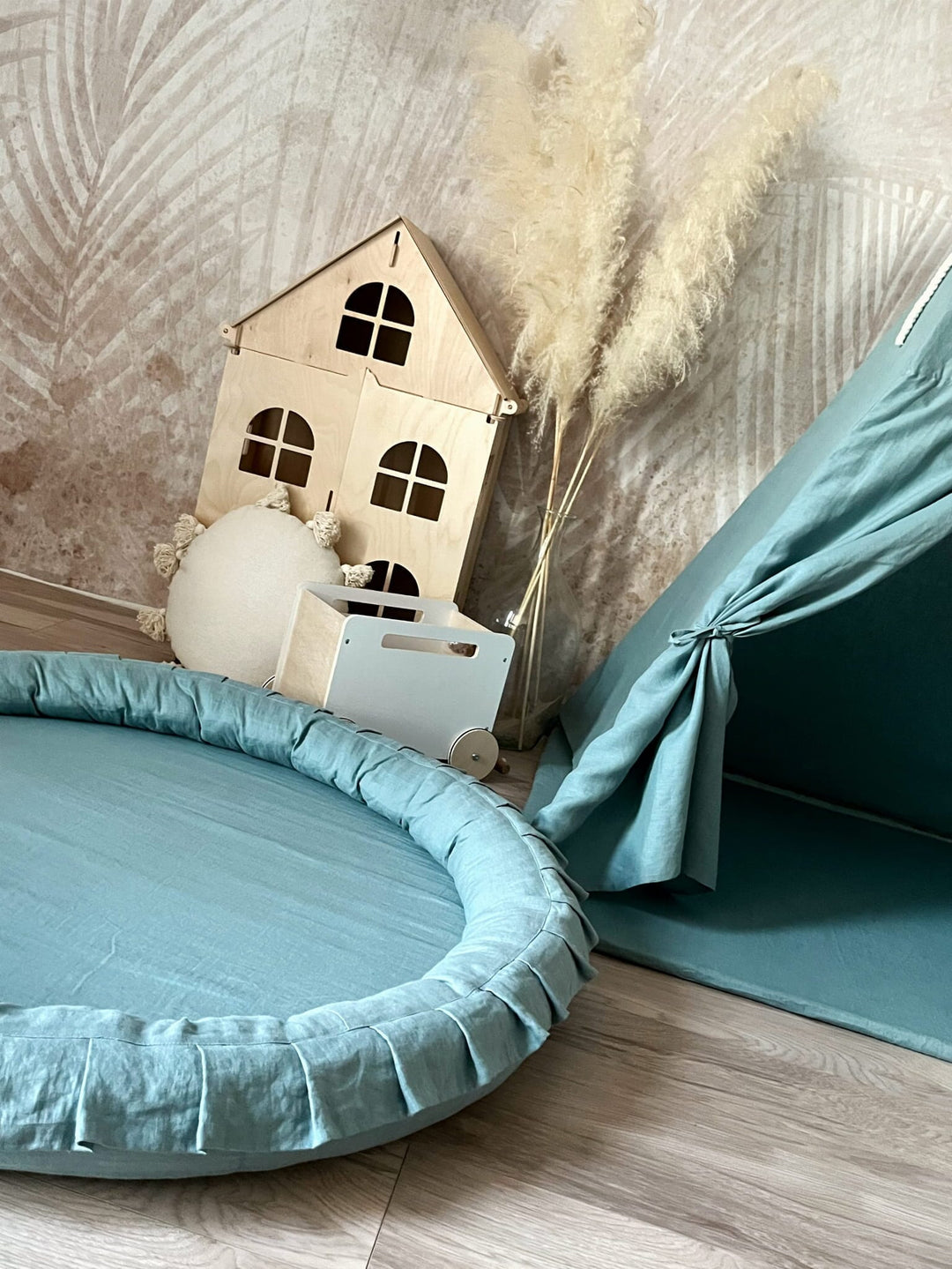 Monio for Kids Mint Linen Padded Nest Playmat Play Mats MONIO for Kids