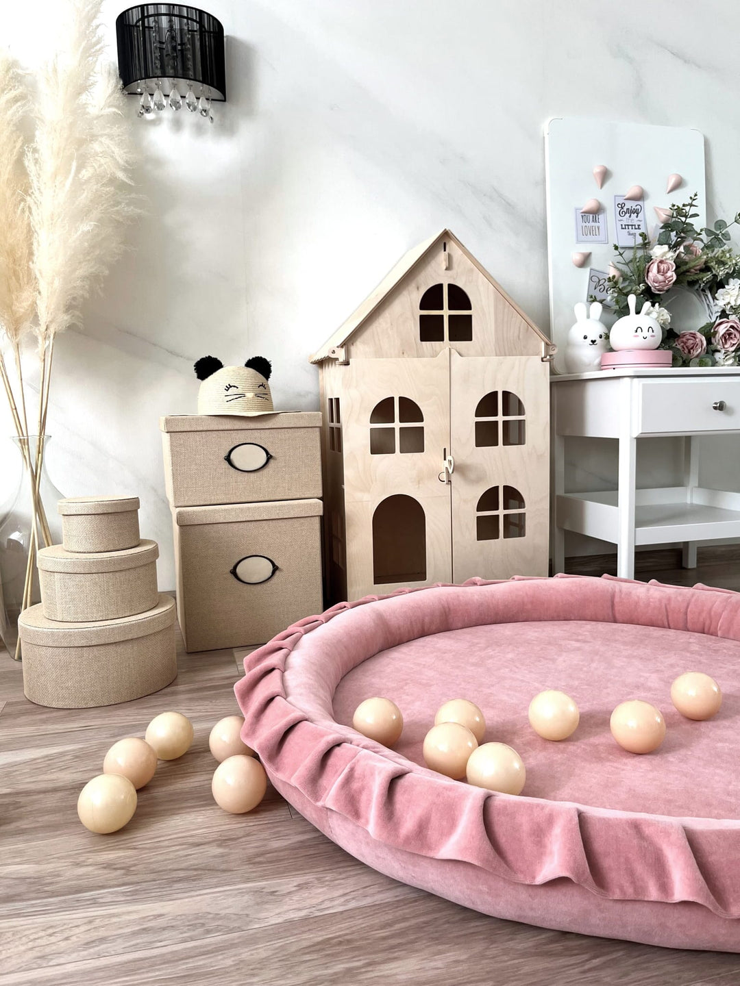 Monio for Kids Pink Velvet Padded Nest Playmat Play Mats MONIO for Kids