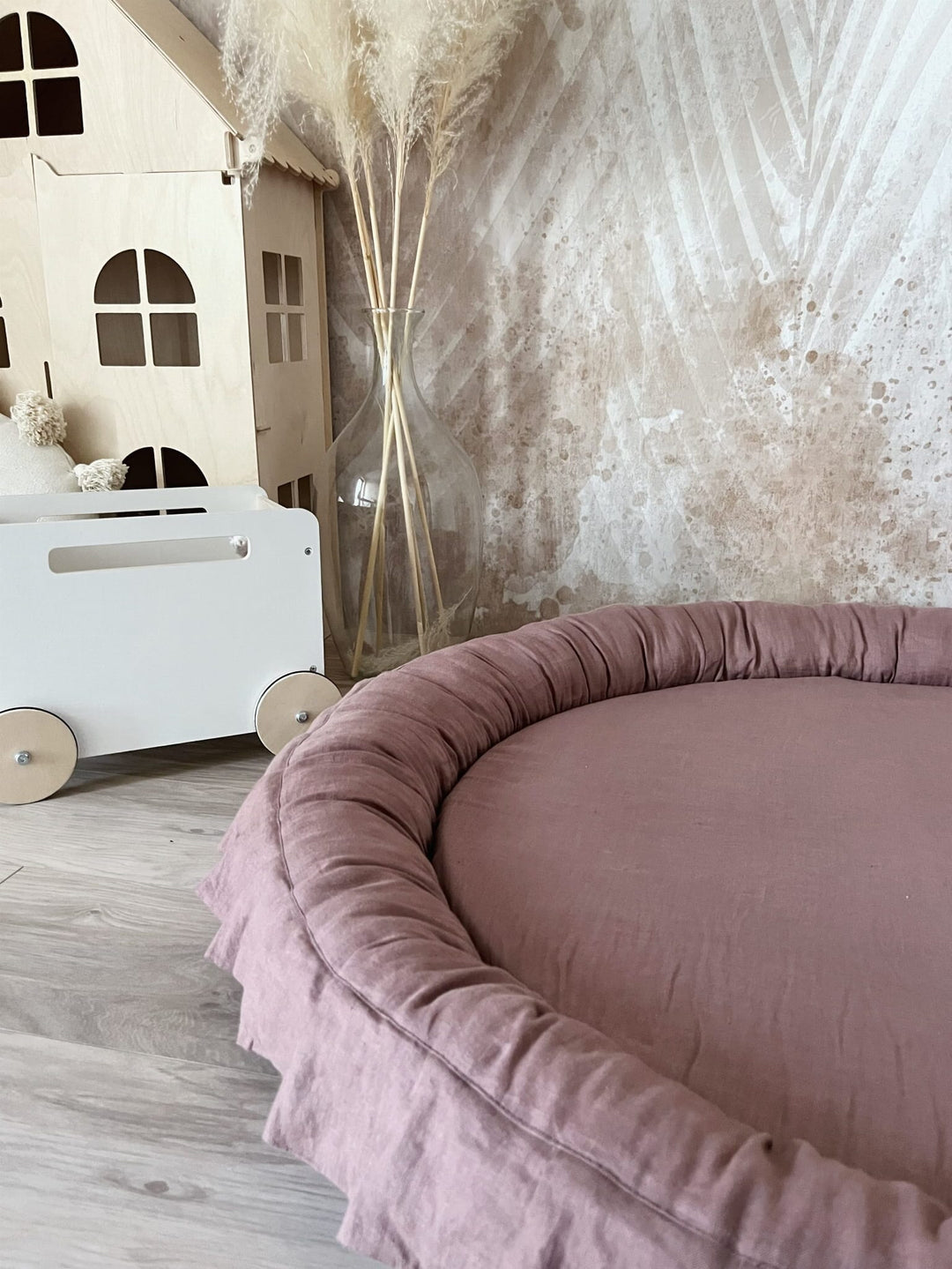 Monio for Kids Powder Pink Linen Padded Nest Playmat Play Mats MONIO for Kids