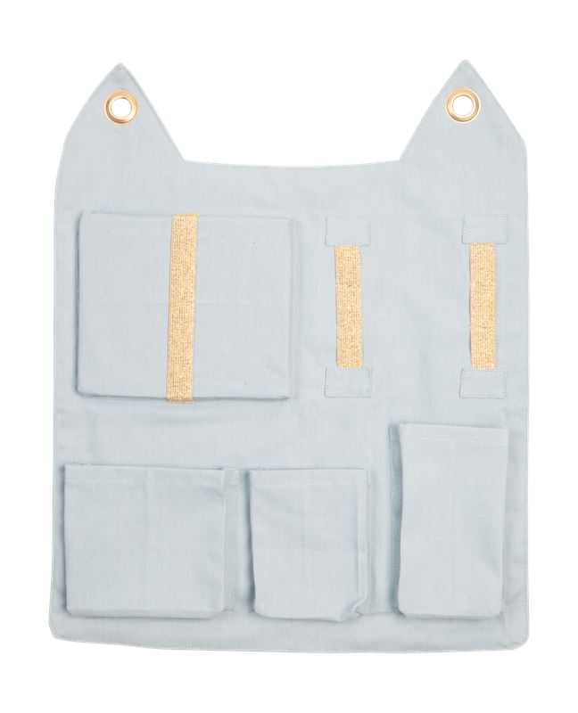 Nursery Wall Storage Foggy Blue Cat Wall Pocket Sorting & Stacking Toys Fabelab