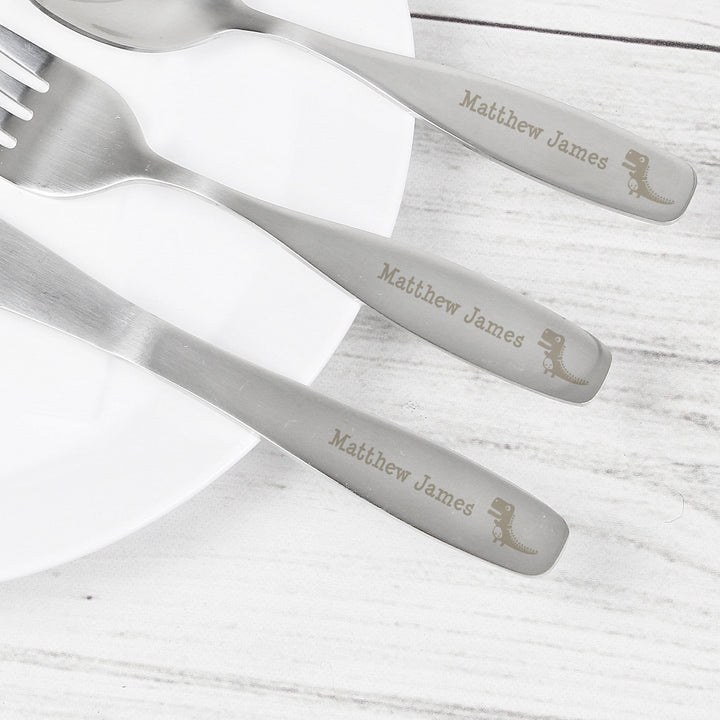 Personalised 3 Piece Dinosaur Cutlery Set Flatware Sets Mini Bee 