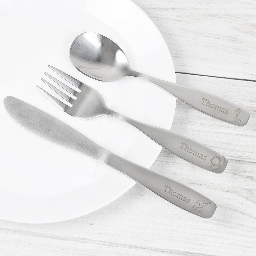 Personalised 3 Piece Hessian Friends Cutlery Set Flatware Sets Mini Bee