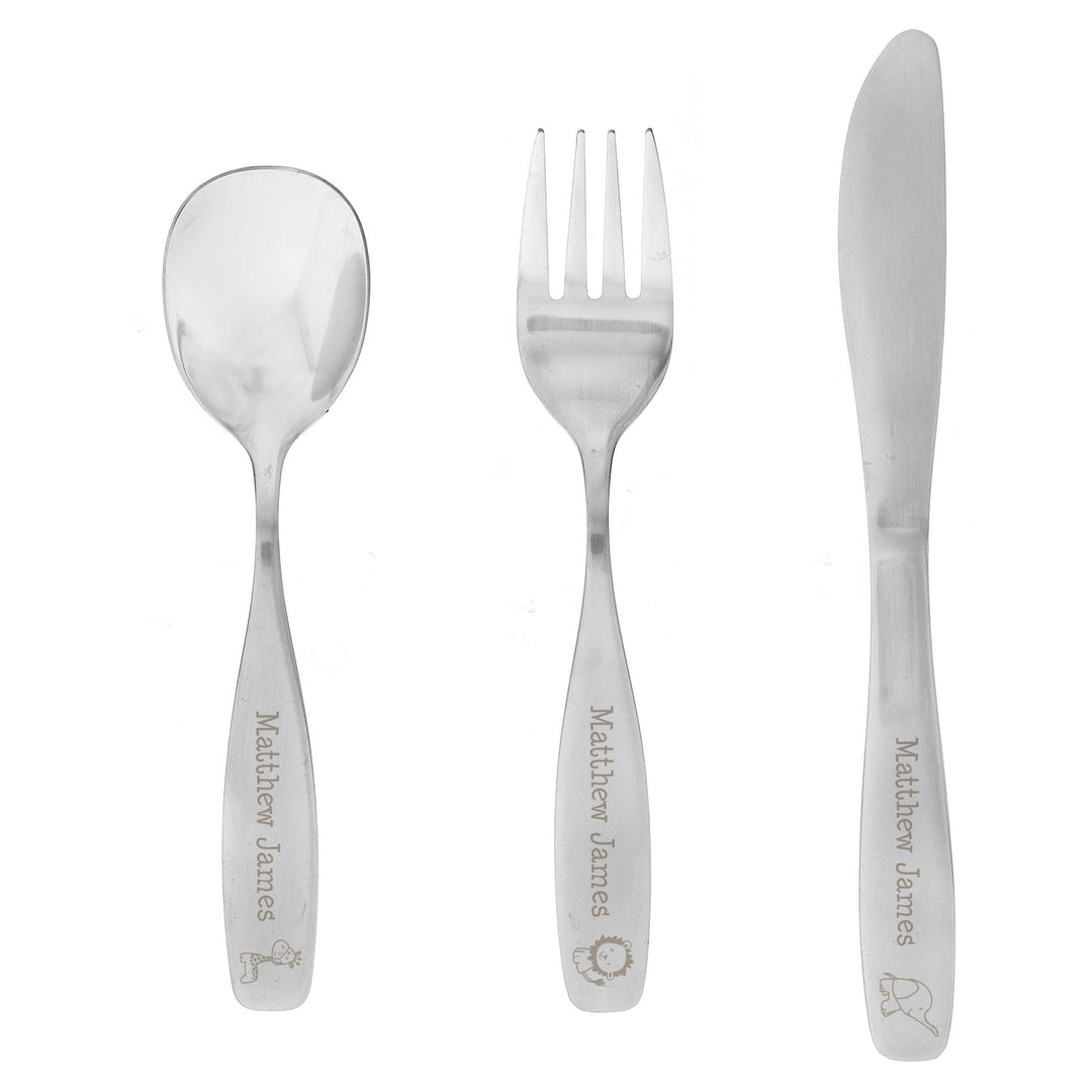 Personalised 3 Piece Hessian Friends Cutlery Set Flatware Sets Mini Bee