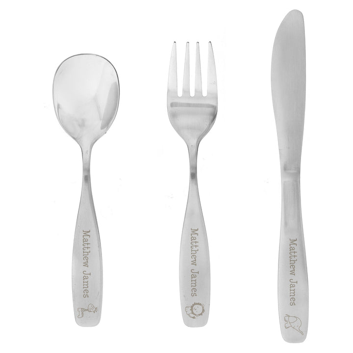 Personalised 3 Piece Hessian Friends Cutlery Set Flatware Sets Mini Bee