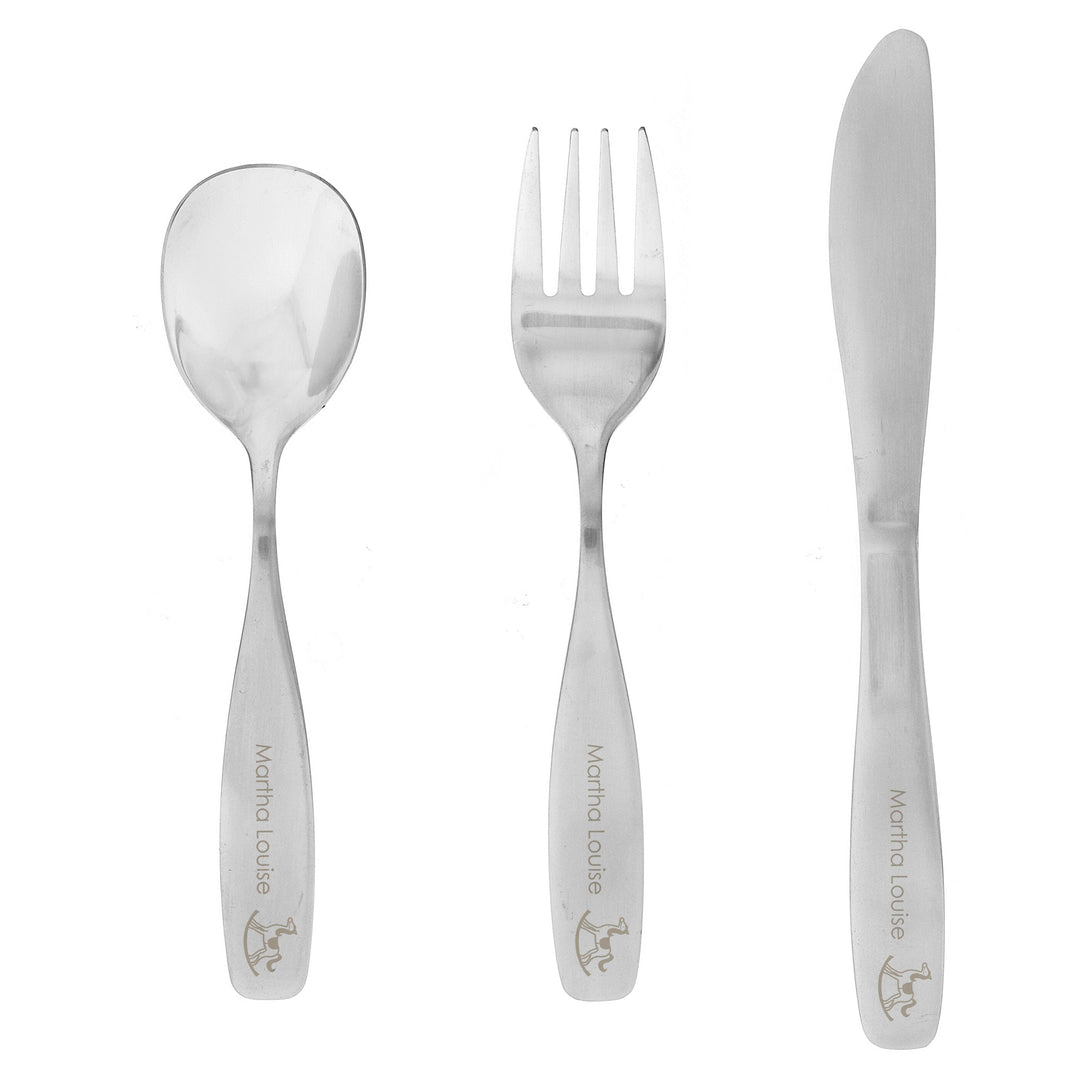 Personalised 3 Piece Rocking Horse Cutlery Set Flatware Sets Mini Bee