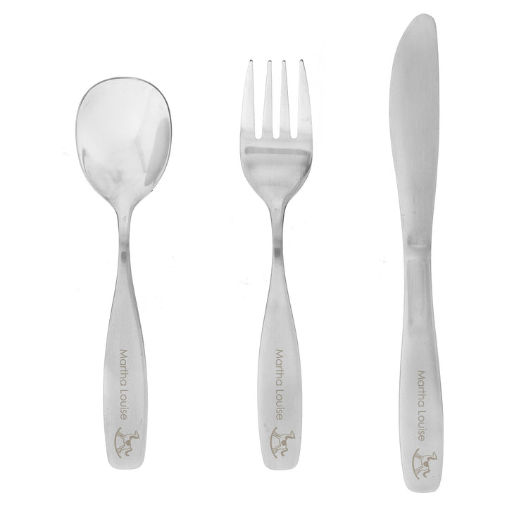 Personalised 3 Piece Rocking Horse Cutlery Set Flatware Sets Mini Bee
