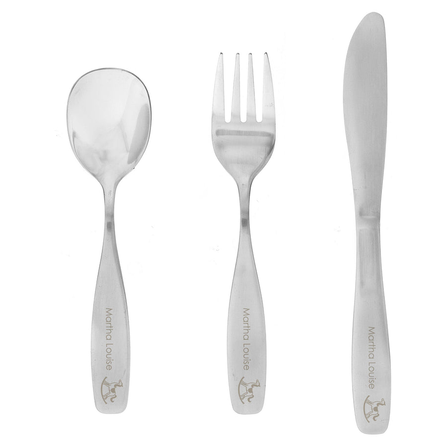 Personalised 3 Piece Rocking Horse Cutlery Set Flatware Sets Mini Bee
