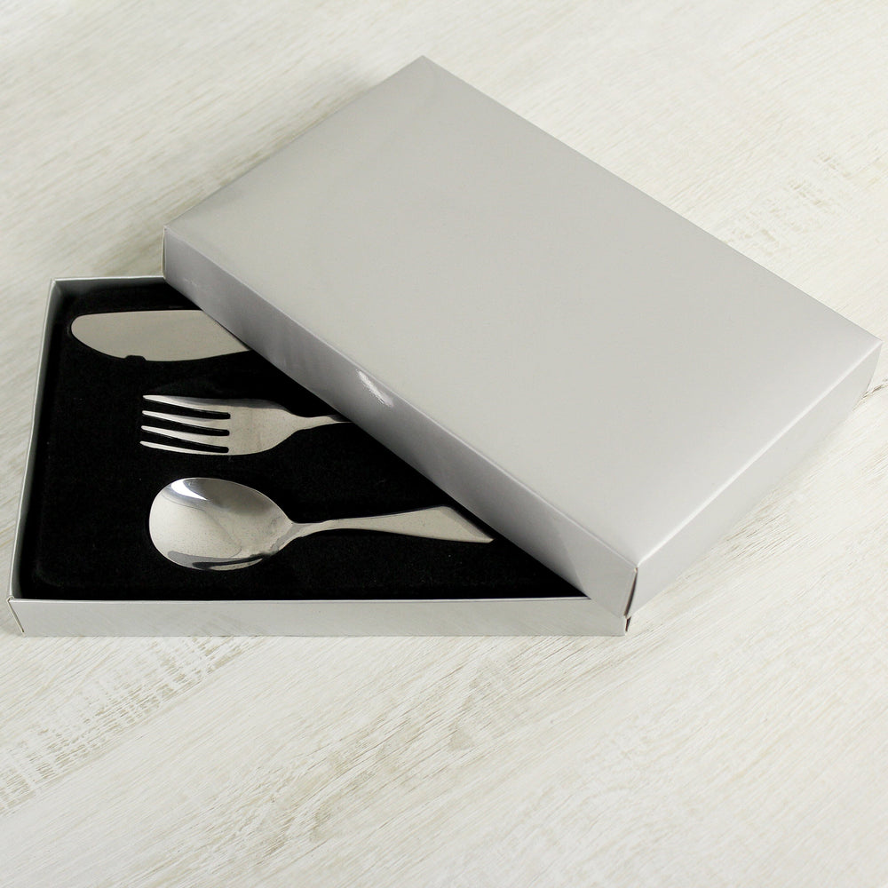 Personalised 3 Piece Swirls & Hearts Cutlery Set Flatware Sets Mini Bee 