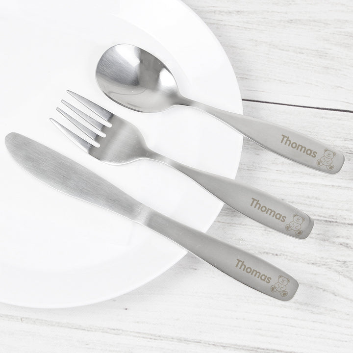Personalised 3 Piece Teddy Cutlery Set Flatware Sets Mini Bee