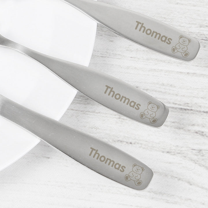 Personalised 3 Piece Teddy Cutlery Set Flatware Sets Mini Bee