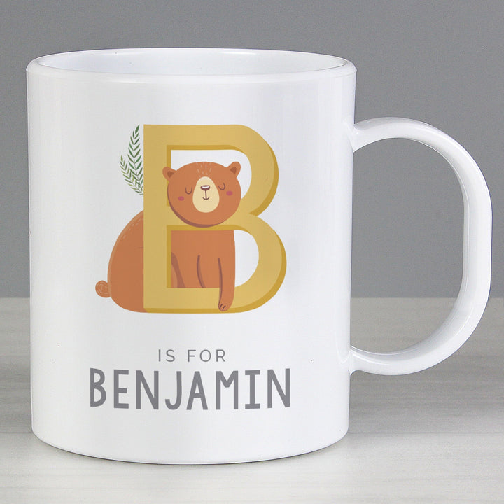 Personalised Animal Alphabet Plastic Mug Mugs Mini Bee