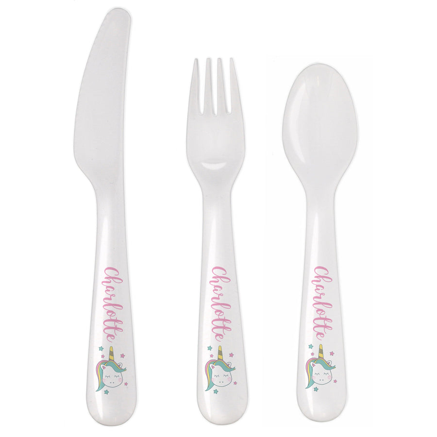 Personalised Baby Unicorn Plastic Cutlery Flatware Sets Mini Bee 