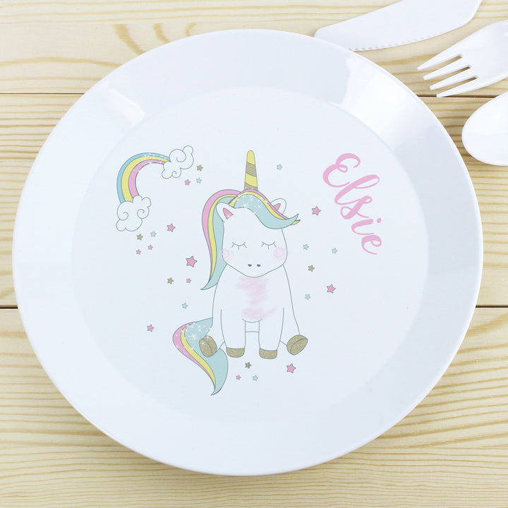 Personalised Baby Unicorn Plastic Plate Plates Mini Bee