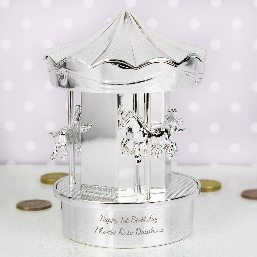 Personalised Carousel Money Box Piggy Banks & Money Jars Mini Bee