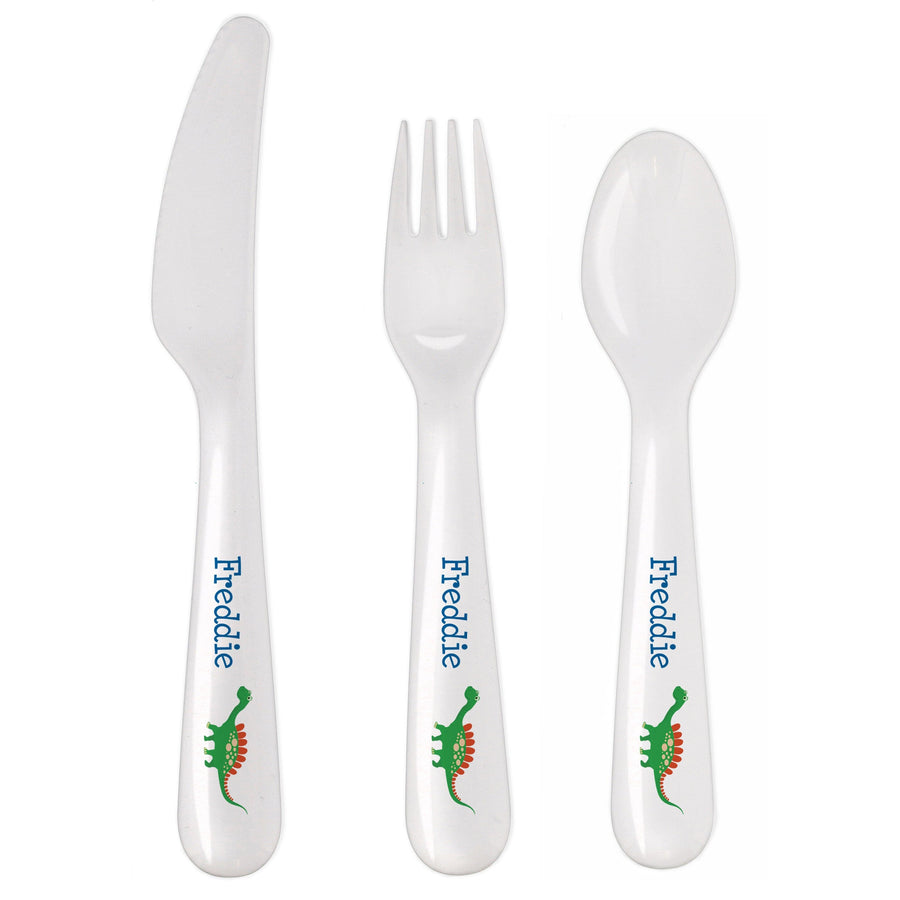 Personalised Dinosaur 3 Piece Plastic Cutlery Set Flatware Sets Mini Bee 