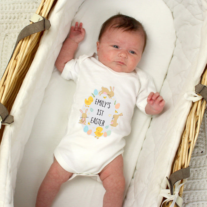 Personalised Easter Bunny & Chick Baby Vest Baby One-Pieces Mini Bee