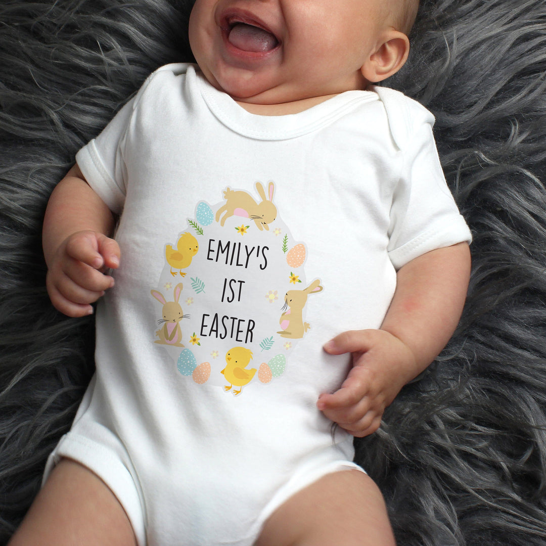 Personalised Easter Bunny & Chick Baby Vest Baby One-Pieces Mini Bee