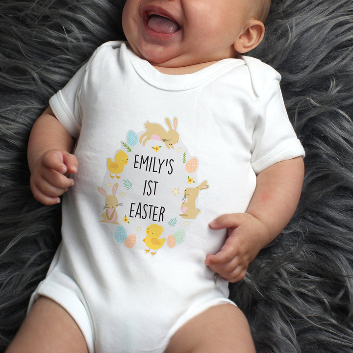 Personalised Easter Bunny & Chick Baby Vest Baby One-Pieces Mini Bee