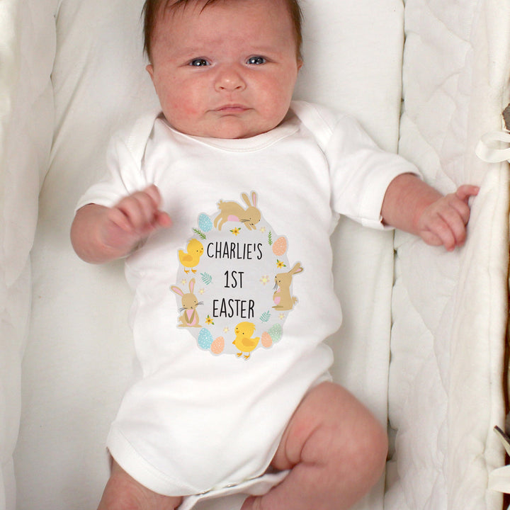 Personalised Easter Bunny & Chick Baby Vest Baby One-Pieces Mini Bee 