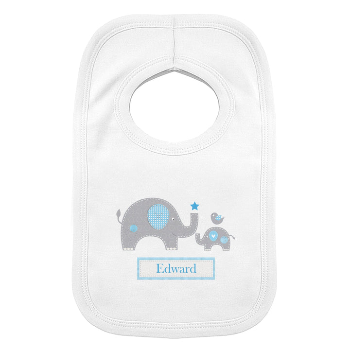 Personalised Elephant Baby Bib Bibs Mini Bee Blue