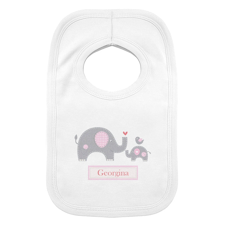 Personalised Elephant Baby Bib Bibs Mini Bee Pink