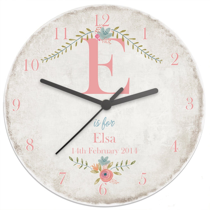 Personalised Floral Bouquet Shabby Chic Large Wooden Clock Wall Clocks Mini Bee