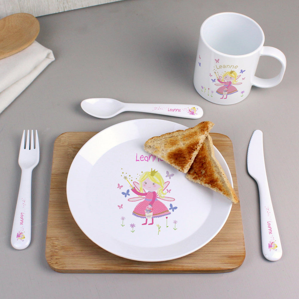 Personalised Garden Fairy 3 Piece Plastic Cutlery Set Flatware Sets Mini Bee 