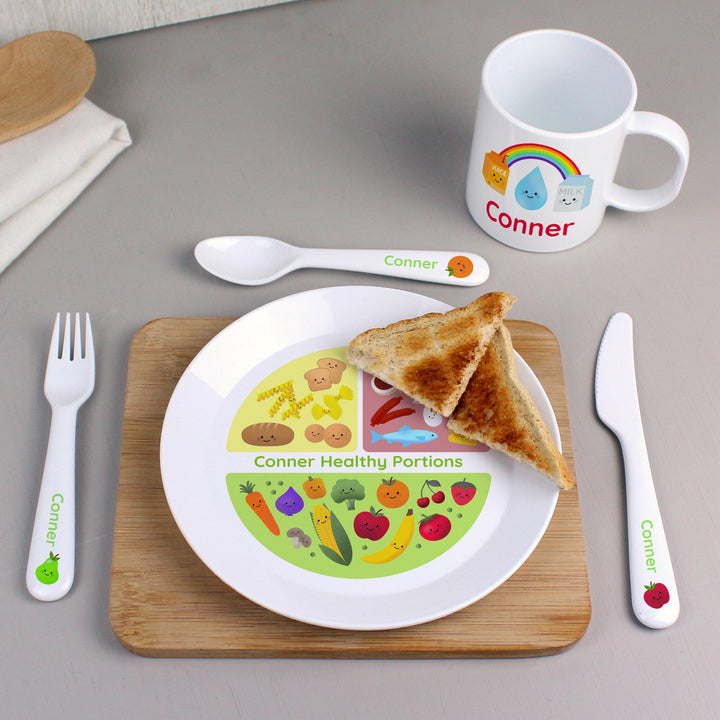 Personalised Healthy Eating Plastic Cutlery Flatware Sets Mini Bee