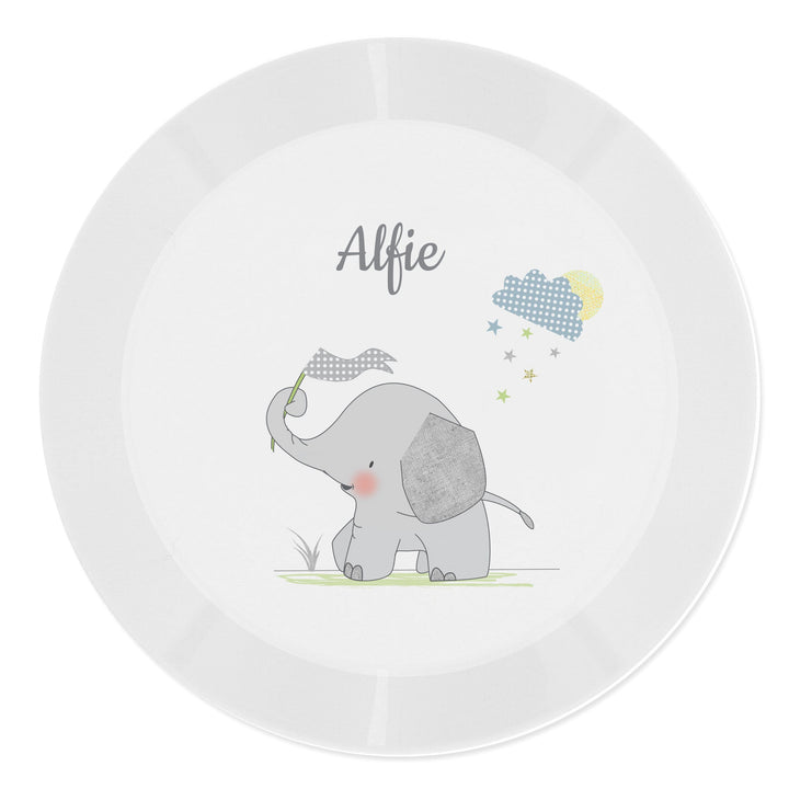 Personalised Hessian Elephant Plastic Plate Plates Mini Bee