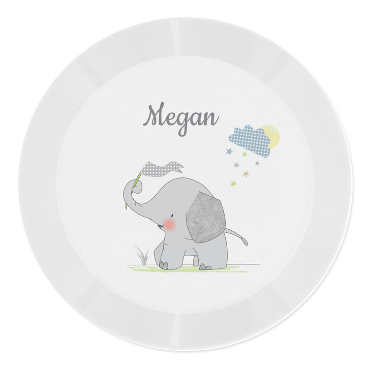 Personalised Hessian Elephant Plastic Plate Plates Mini Bee