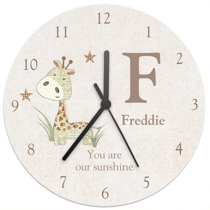 Personalised Hessian Giraffe Shabby Chic Large Wooden Clock Wall Clocks Mini Bee