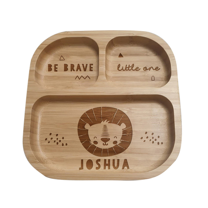 Personalised Lion Bamboo Suction Plate Plates Mini Bee