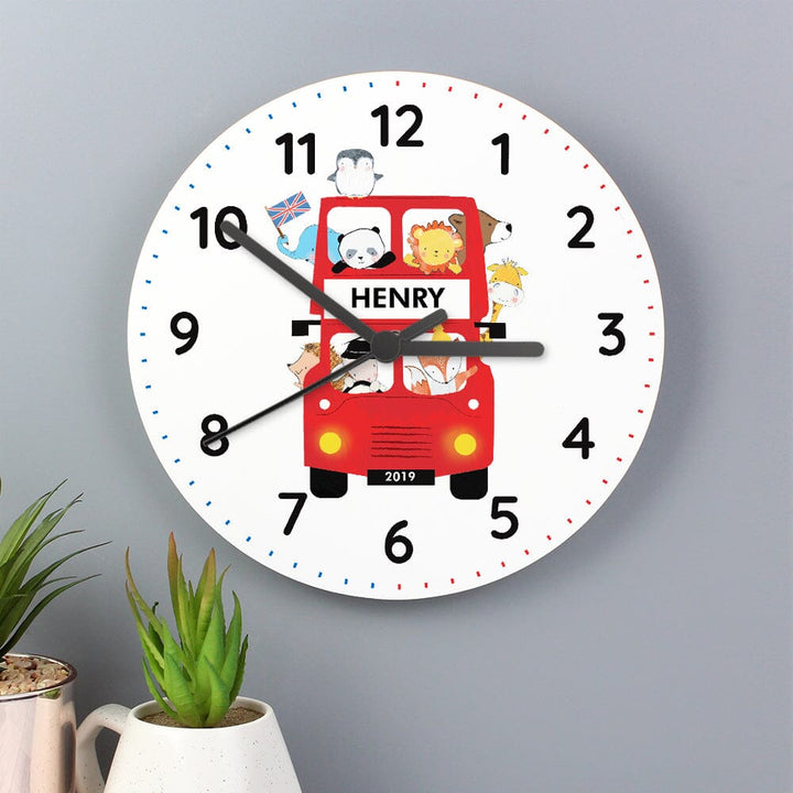 Personalised London Animal Bus Wooden Clock Wall Clocks Mini Bee