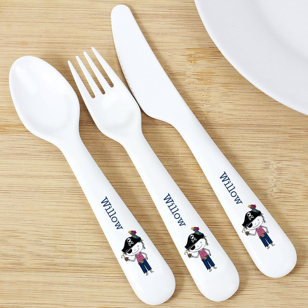 Personalised Pirate 3 Piece Plastic Cutlery Set Flatware Sets Mini Bee