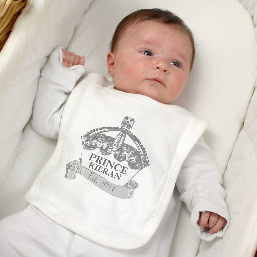 Personalised Royal Crown Bib Bibs Mini Bee 