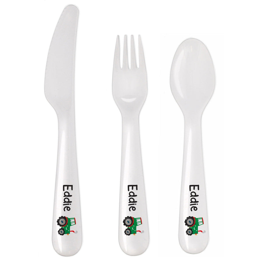 Personalised Tractor 3 Piece Plastic Cutlery Set Flatware Sets Mini Bee