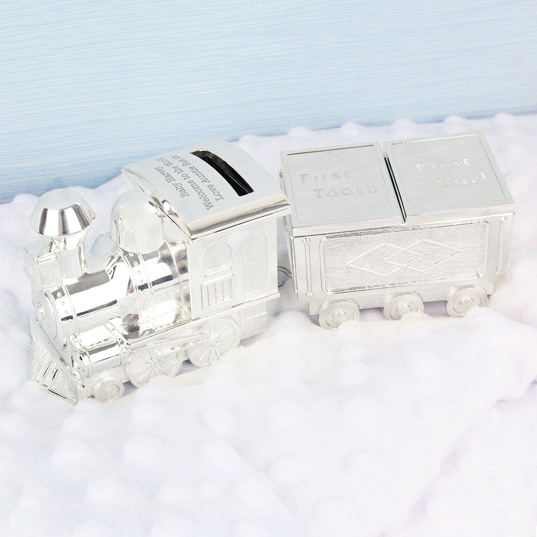 Personalised Train Money Box with Tooth & Curl Trinket Box Piggy Banks & Money Jars Mini Bee