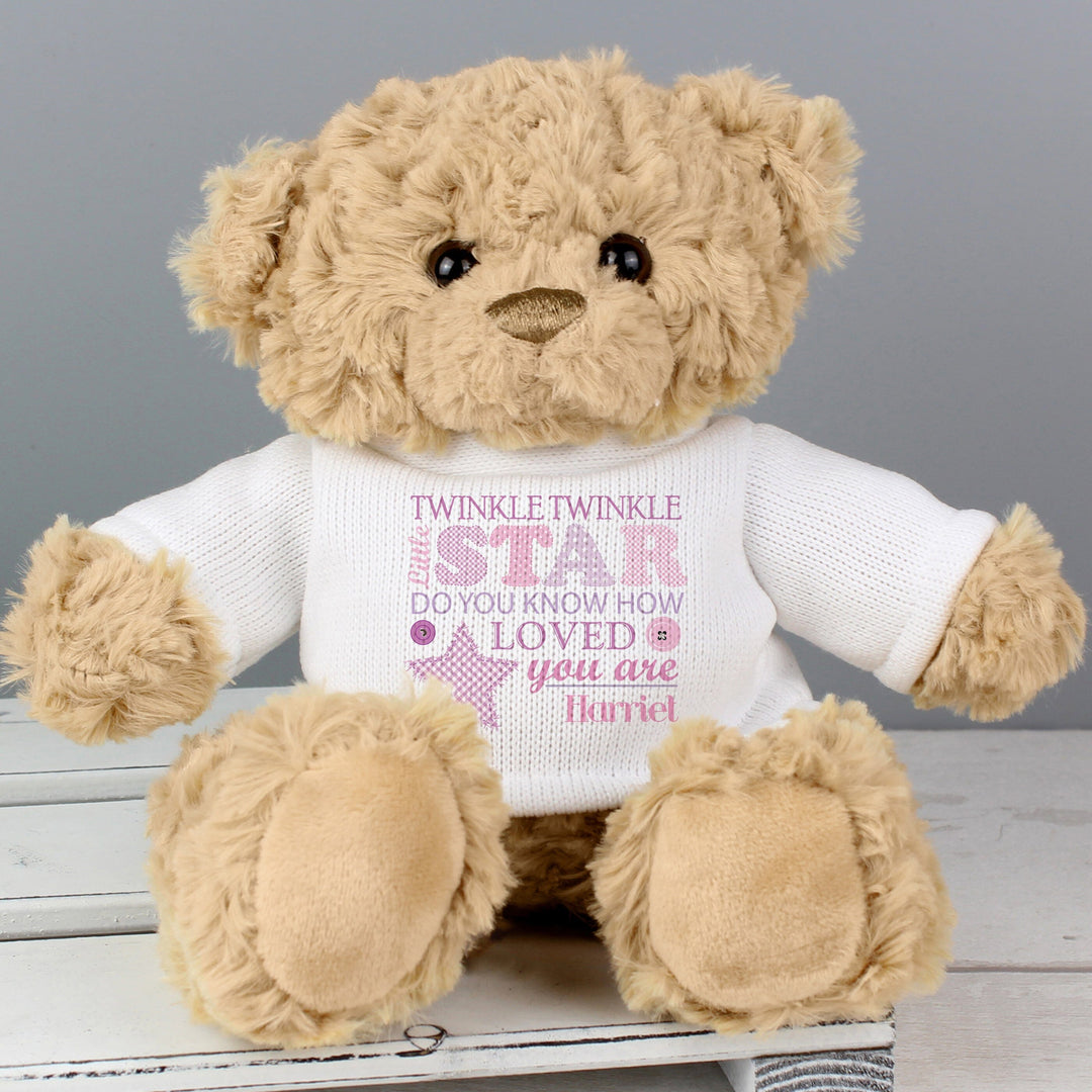 Personalised Twinkle Girls Teddy Bear Baby Activity Toys Mini Bee